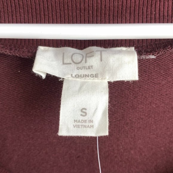 NWT LOFT Burgundy Lounge Wide Neck Short Sleeve Shirt - Picture 3 of 5
